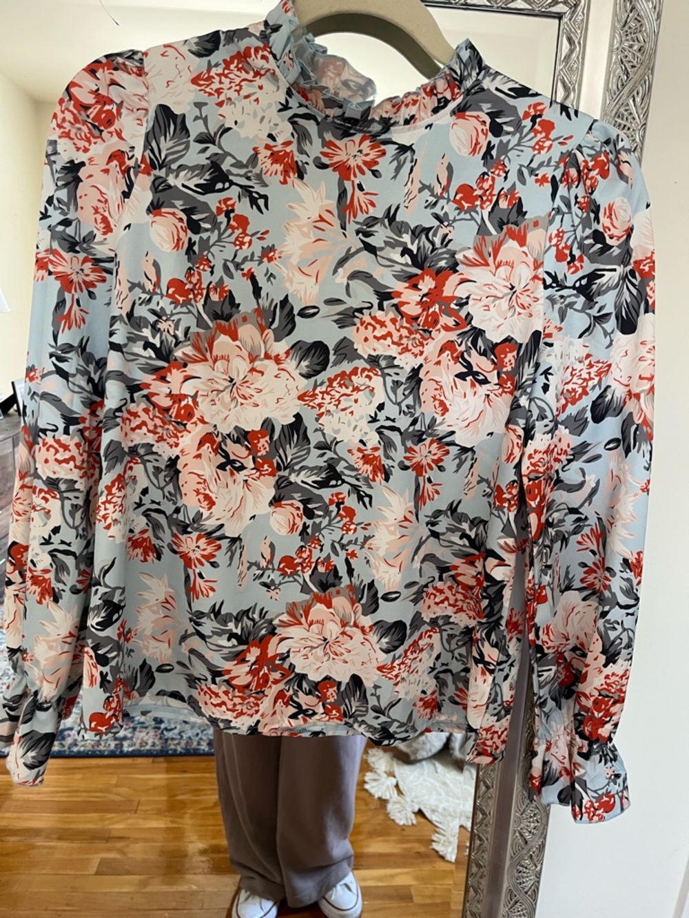 SHEIN Multicolor Floral Print Blouse - Black, Yellow, Red, White